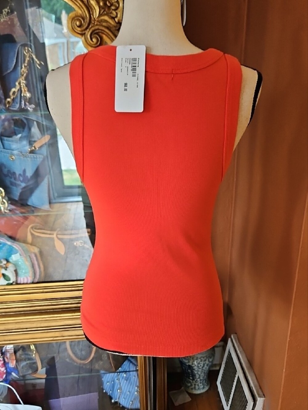 Michael Stars Orange-Red Ribbed Tank Size S - Picture 5 of 9